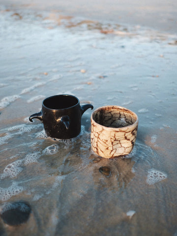 Black obsidian Horn Mug