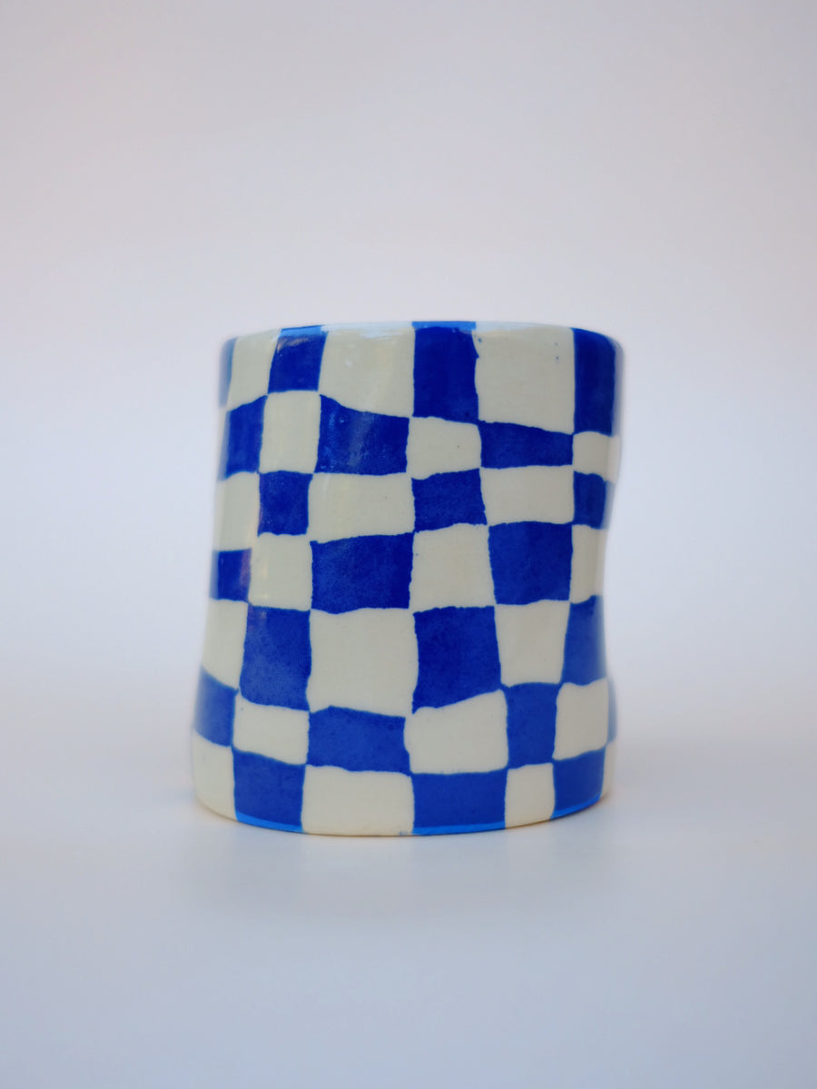 Electric Blue Checkers Hug Mug