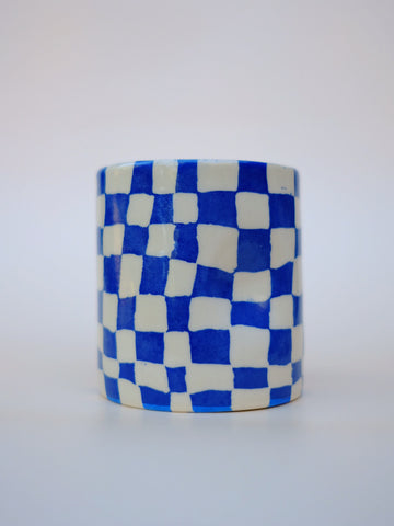 Electric Blue Checkers Hug Mug