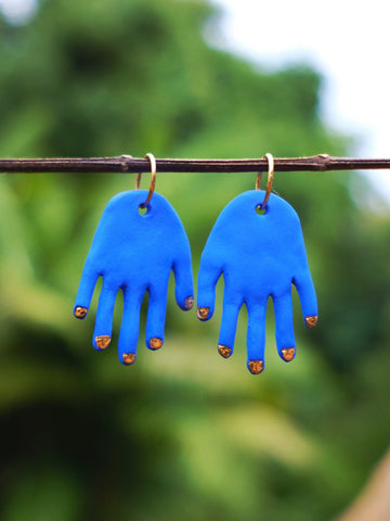 Hand Earrings Electric blue